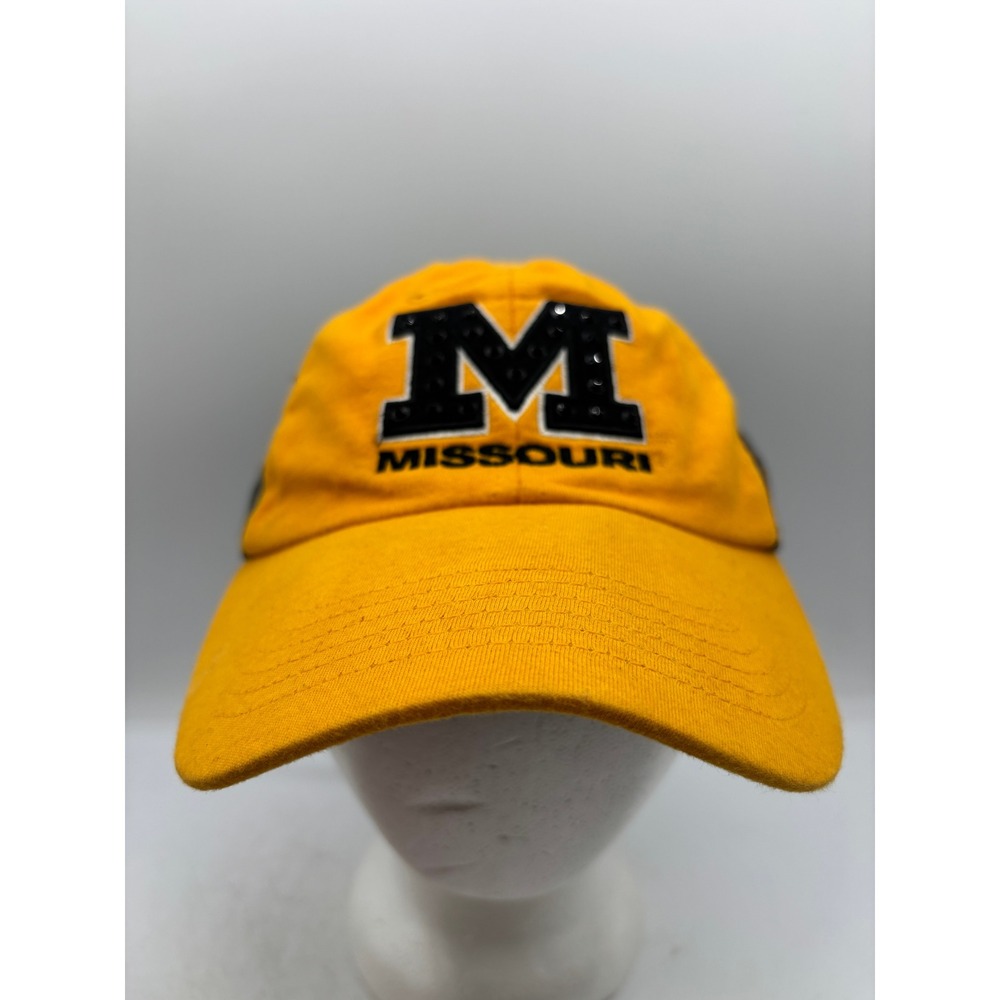 Mizzou Missouri Tigers Hat Womens Gold Black Bling Rhinestone M Logo Russell Cap